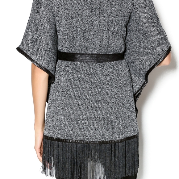 Double Zero Waist Tie Fringe Jacket Cardigan Wrap Size S - Picture 4 of 5